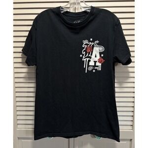 Popular Poison Graphic Logo La Roses Tshirt Crew Neck‎ Short Sleeve Size M